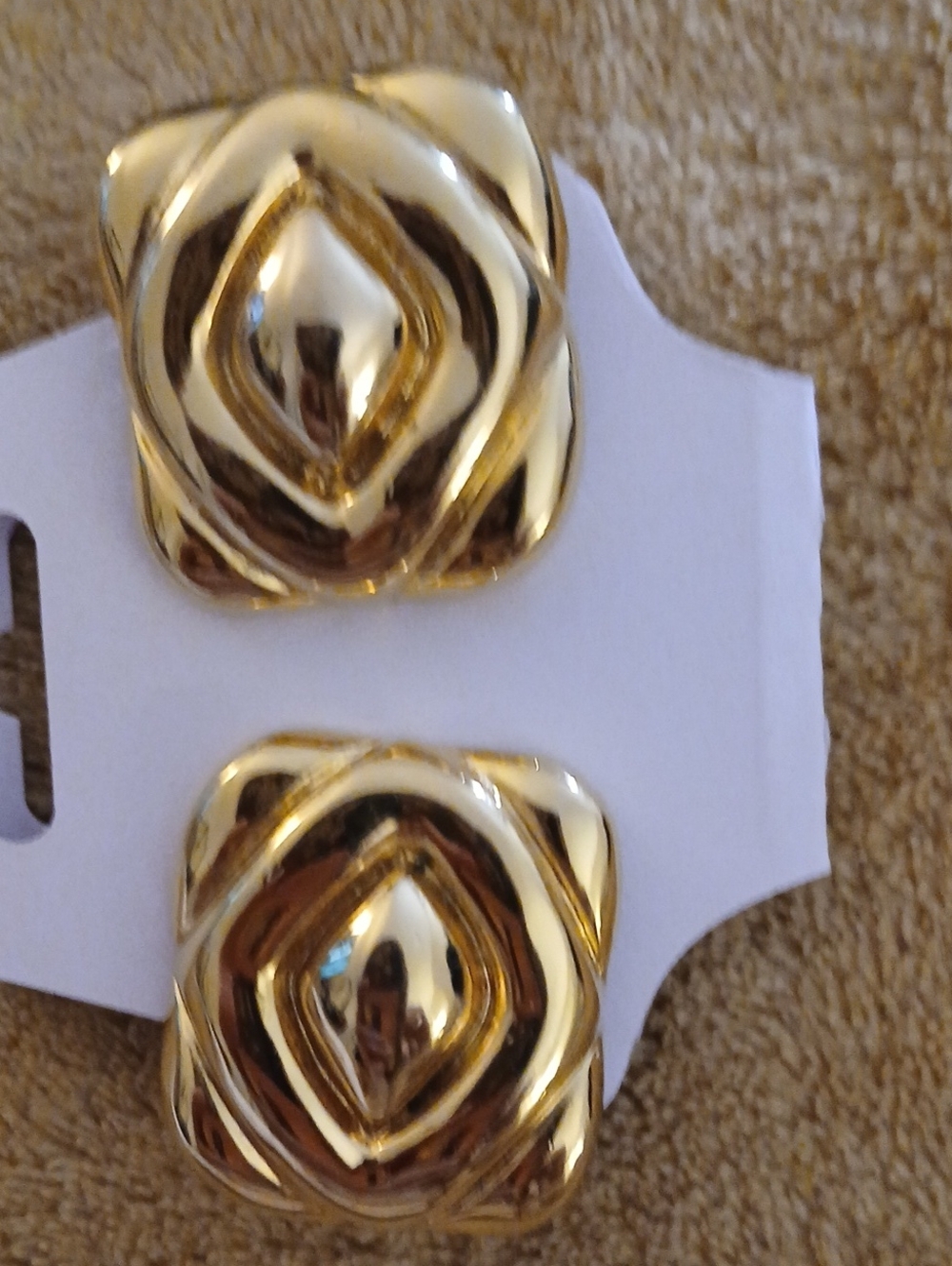 Gold-Tone Statement Clip Earrings - Elegant Geometric Design